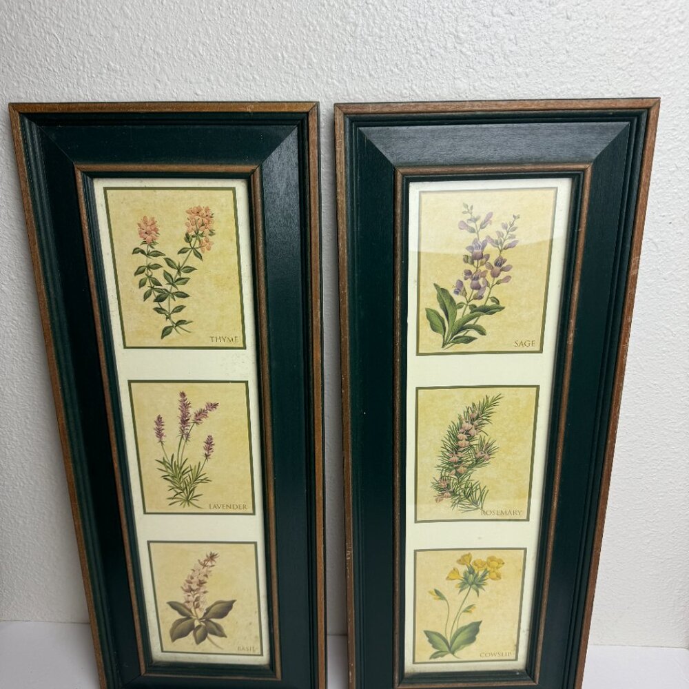 Vintage Country Style Picture Featuring Herbs Wall Decor Set of 2 Botanical ART